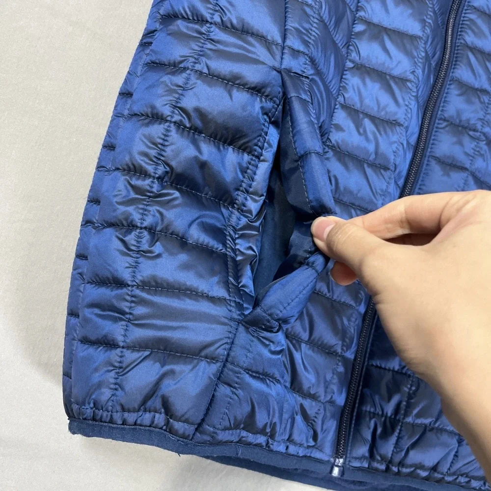 Cat &‎ Jack Youth Full Zip Hooded Fleece Quilted Puffer Jacket Glossy Blue Large